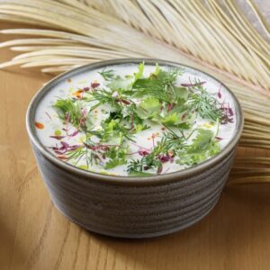 Гречка с говядиной и муссом из пармезана